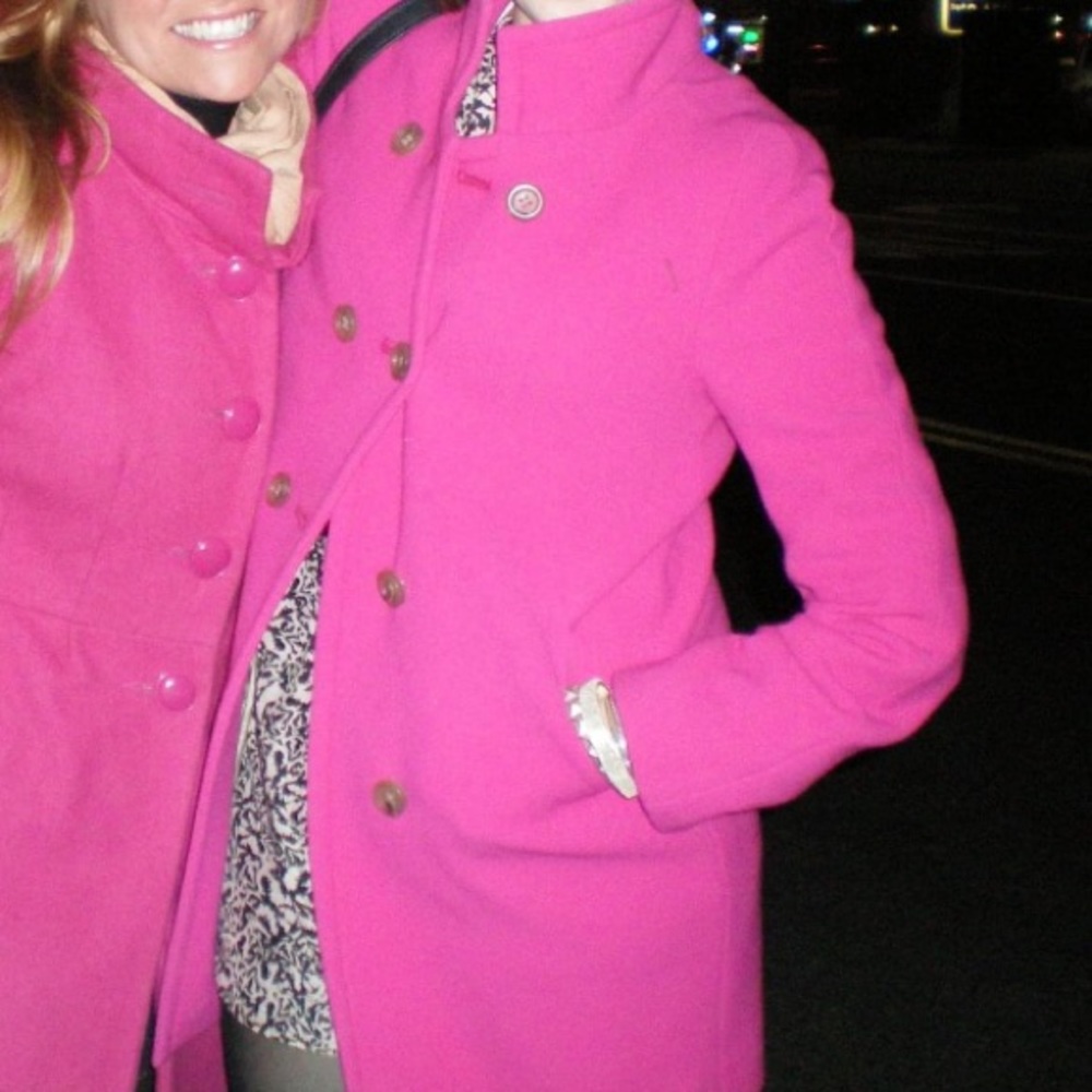 J crew hot pink wool coat size 4